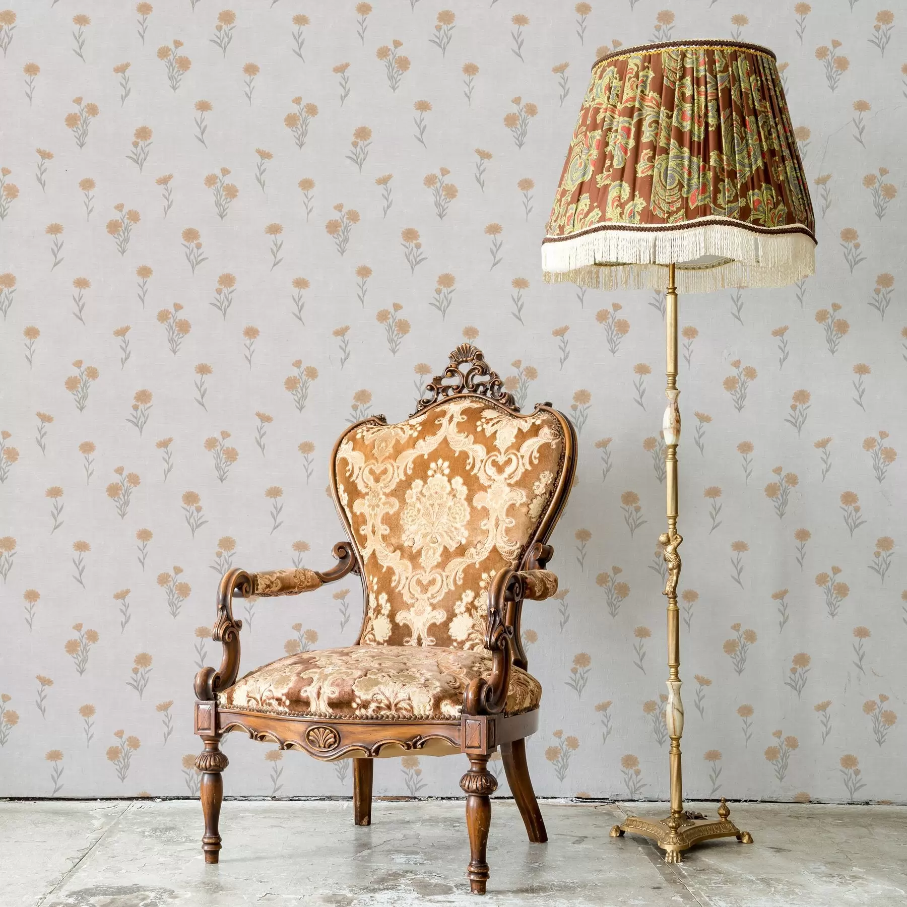 fotószőnyeg Kis narancssárga virágok világosszürke háttéren a00486