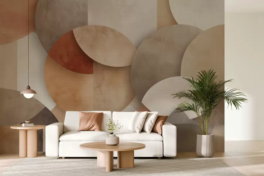 fotószőnyeg texturált absztrakt geometria meleg barna és okkersárga tónusokban w04310