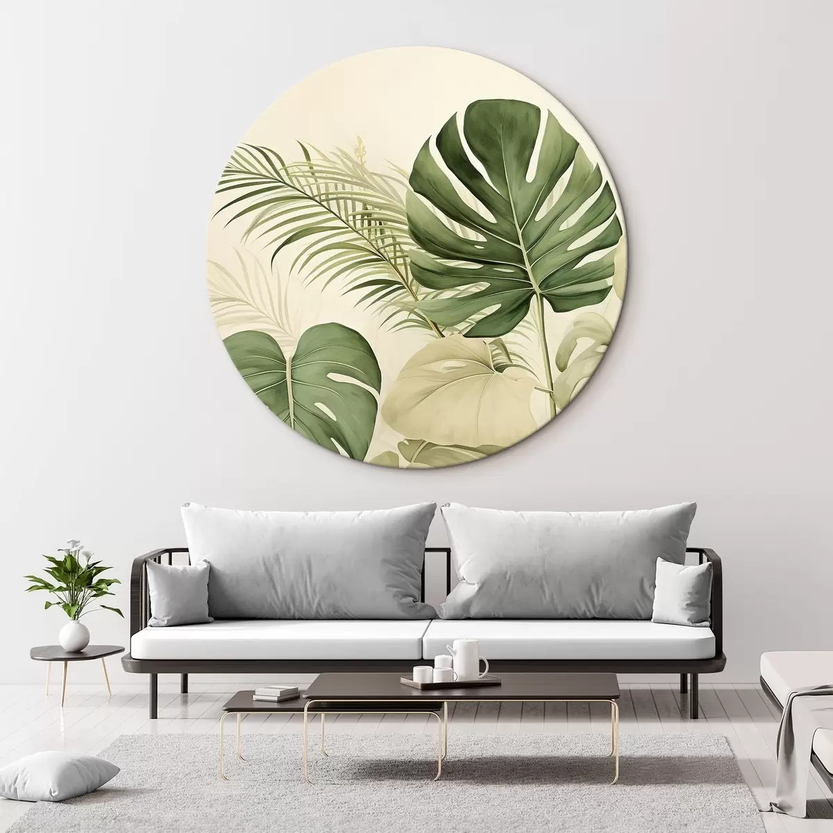 Kerek festmények Monstera levelek és trópusi r45614