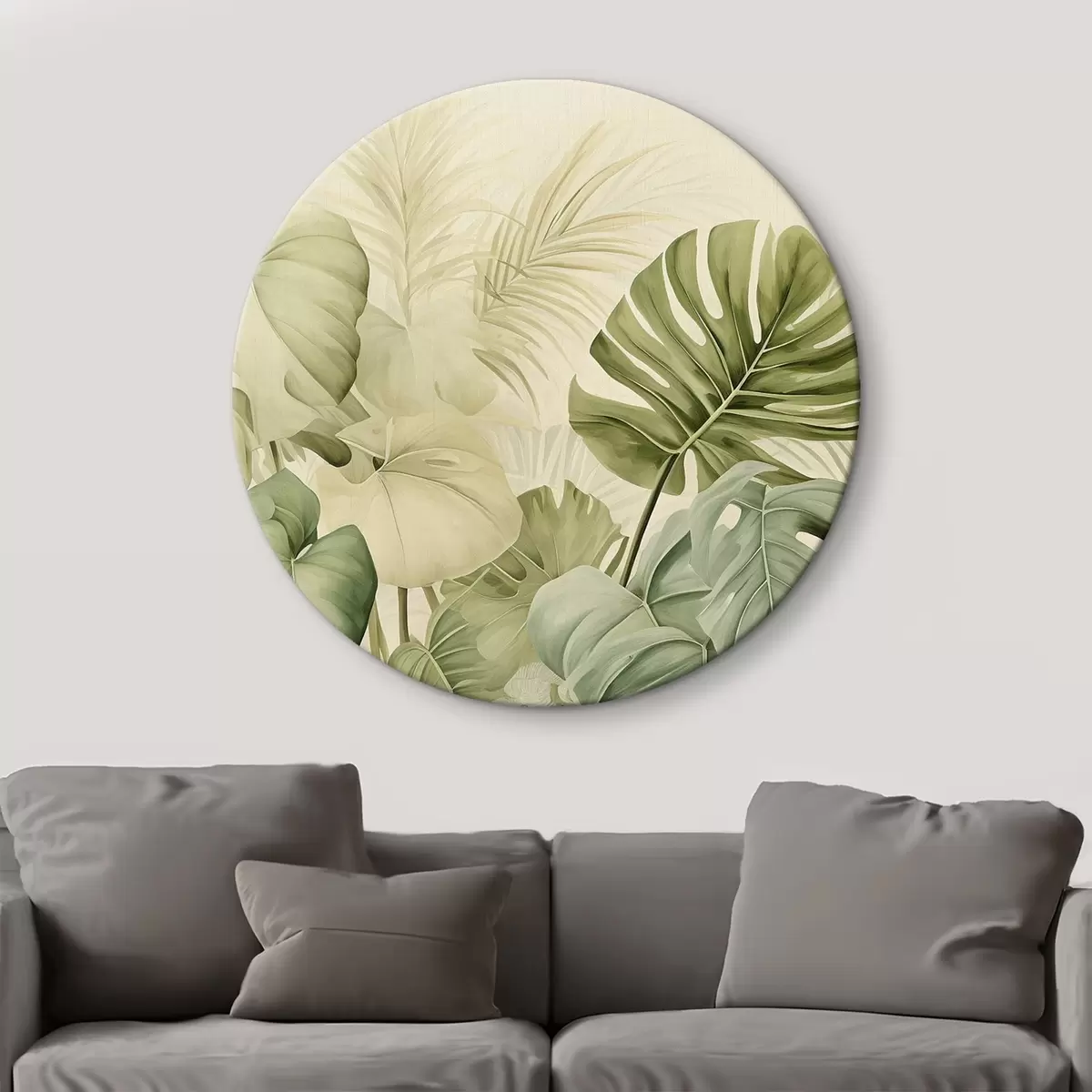 Kerek festmények Trópusi levelek és Monstera levelek r45615