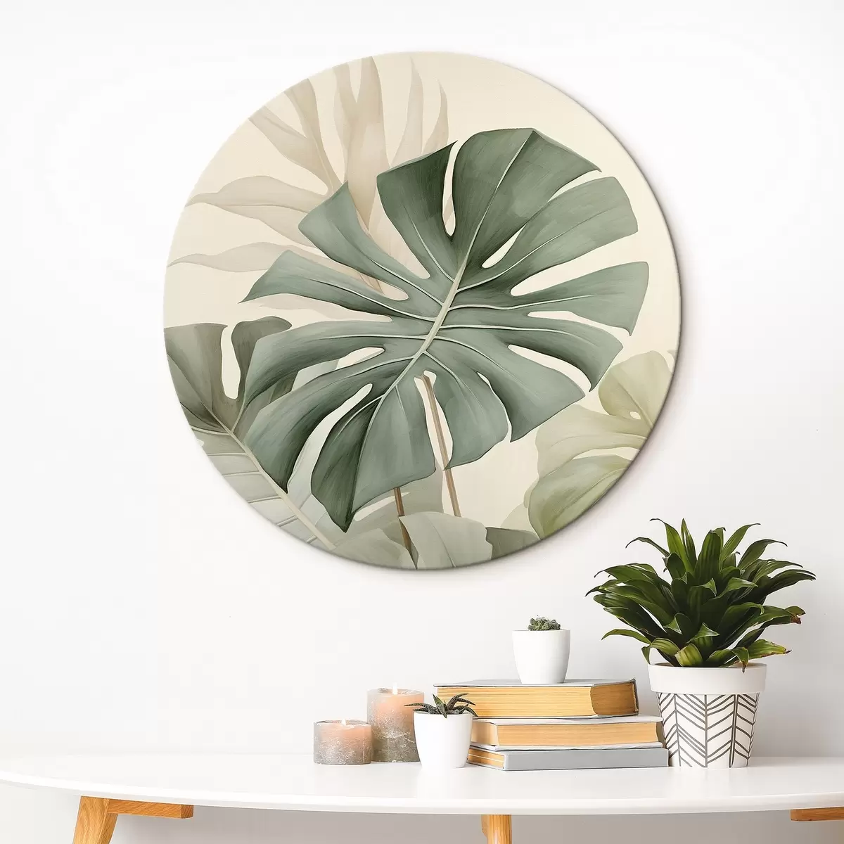 Kerek festmények Nagy Monstera levél r45616