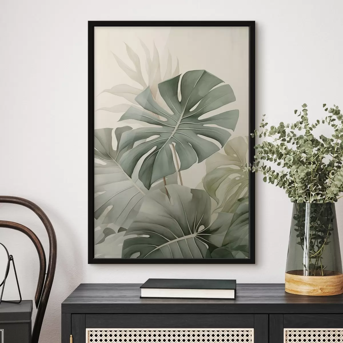 Plakát a sziklán Nagy Monstera levél f45616