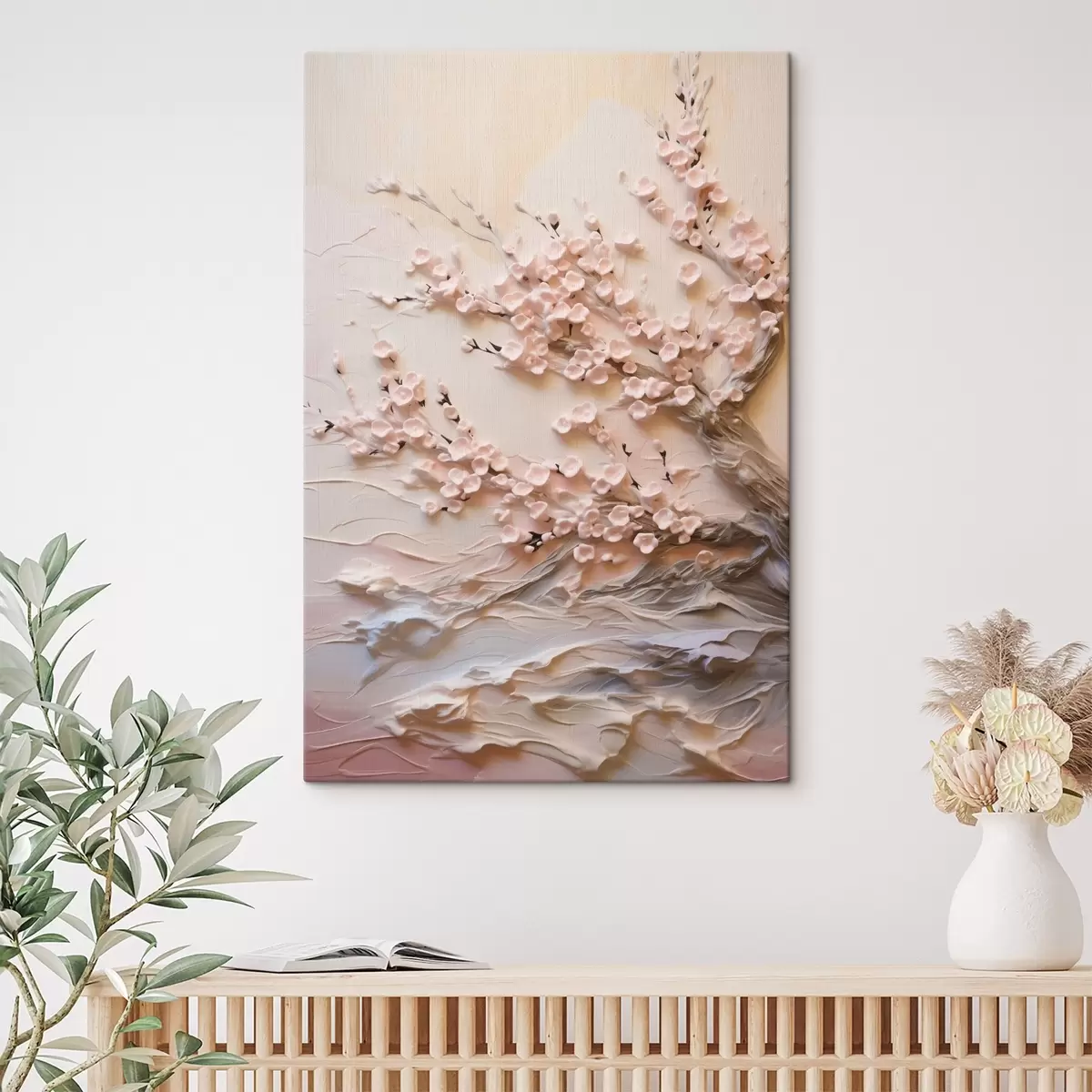 fotótapéta Relief kompozíció sakura pasztell tónusokban s45544