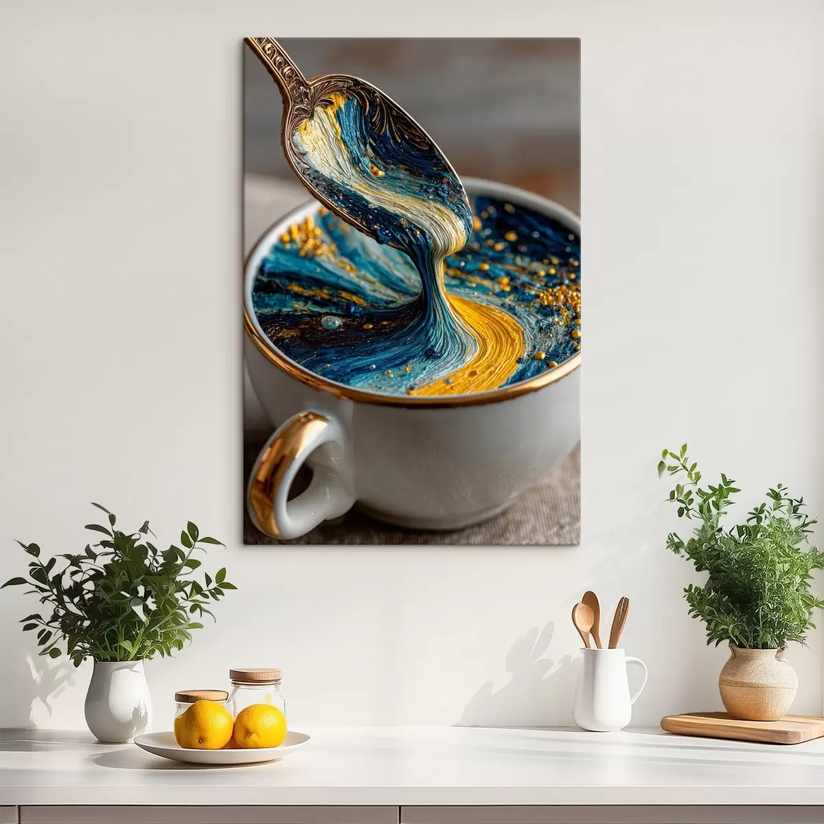 fotótapéta Absztrakt kompozíció: vegyes színek egy csészében Van Gogh stílusban s45545