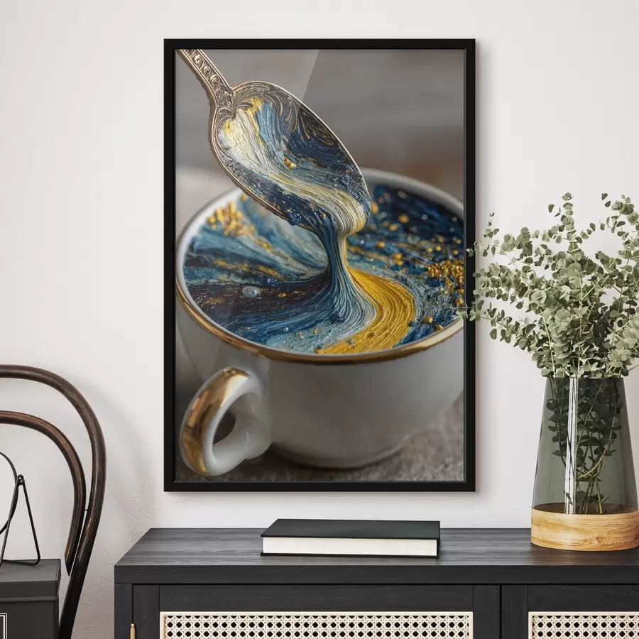 fotószőnyeg Absztrakt kompozíció: vegyes színek egy csészében Van Gogh stílusban f45545