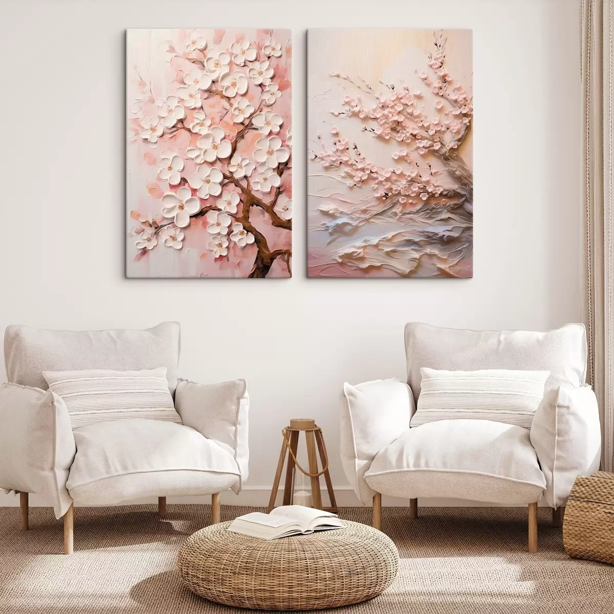 fotótapéta Virágzó sakura: kompozíció impasto stílusban m00638