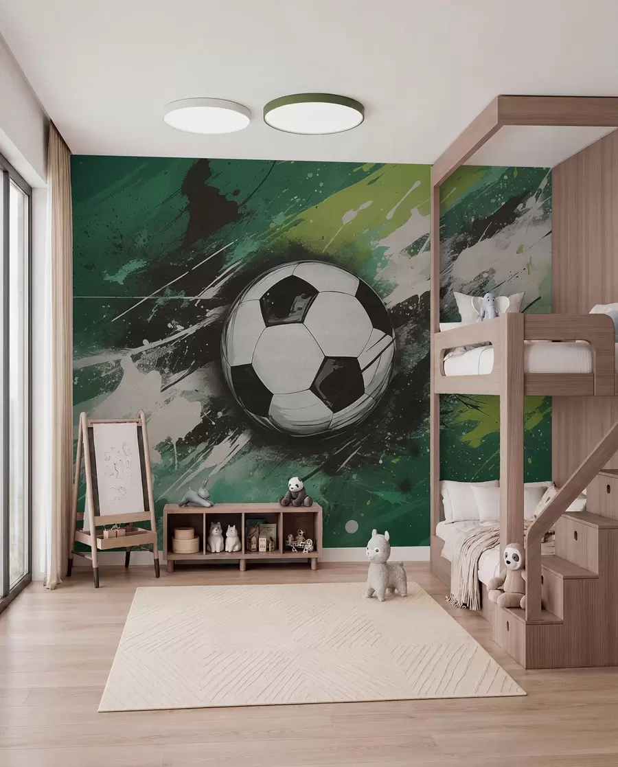 fotószőnyeg Futball zöld ecsetvonásokkal w04467