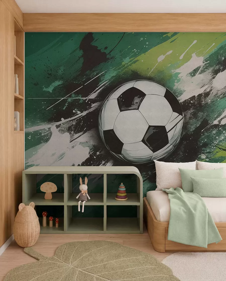 fotószőnyeg Futball zöld ecsetvonásokkal w04467