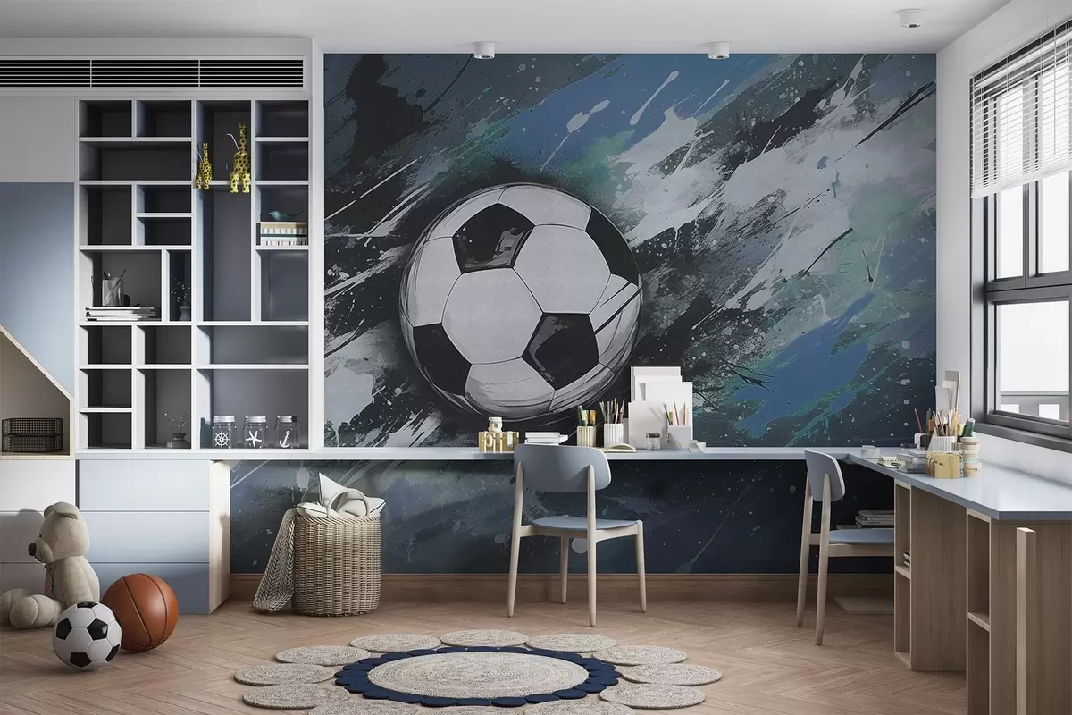 fotószőnyeg Focilabda elmosódott graffitivel a háttérben w04467v1