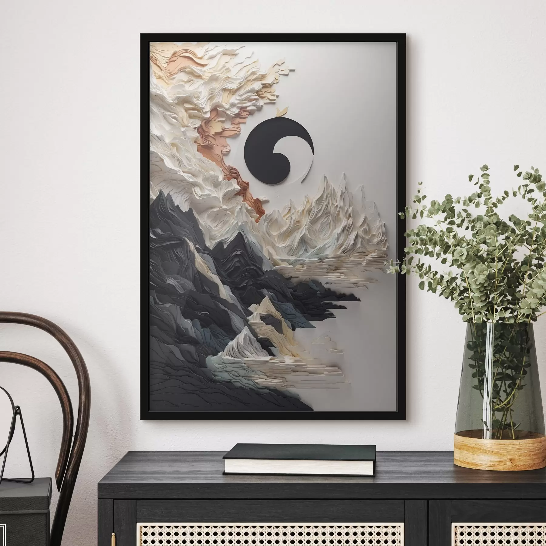 fotószőnyeg Absztrakt tájkép hegyekkel papír stílusban f45482