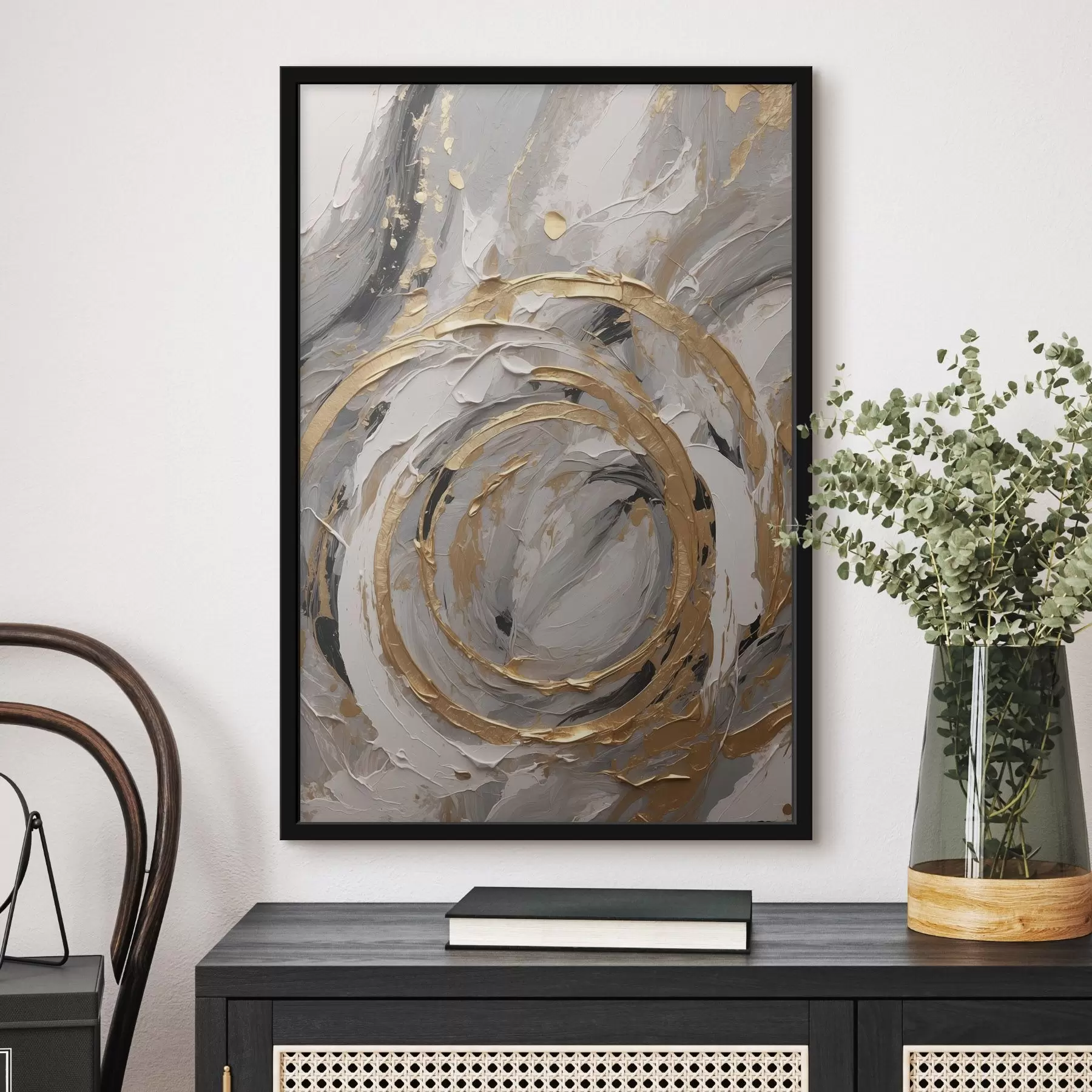 fotószőnyeg Absztrakt koncentrikus körök a szürke és a fehér árnyalataiban f45487