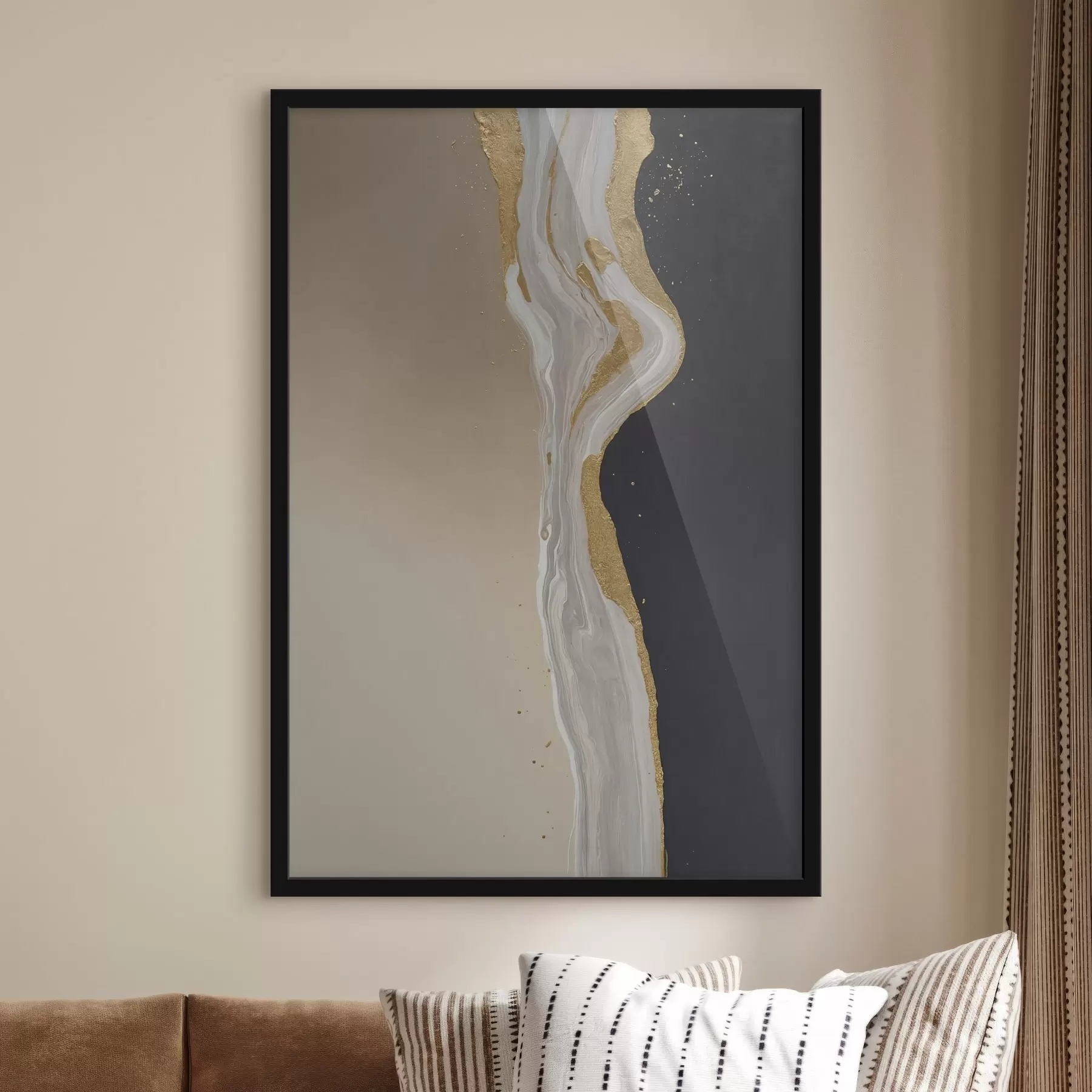 fotószőnyeg Absztrakt festmény bézs és fekete árnyalatokban f45494