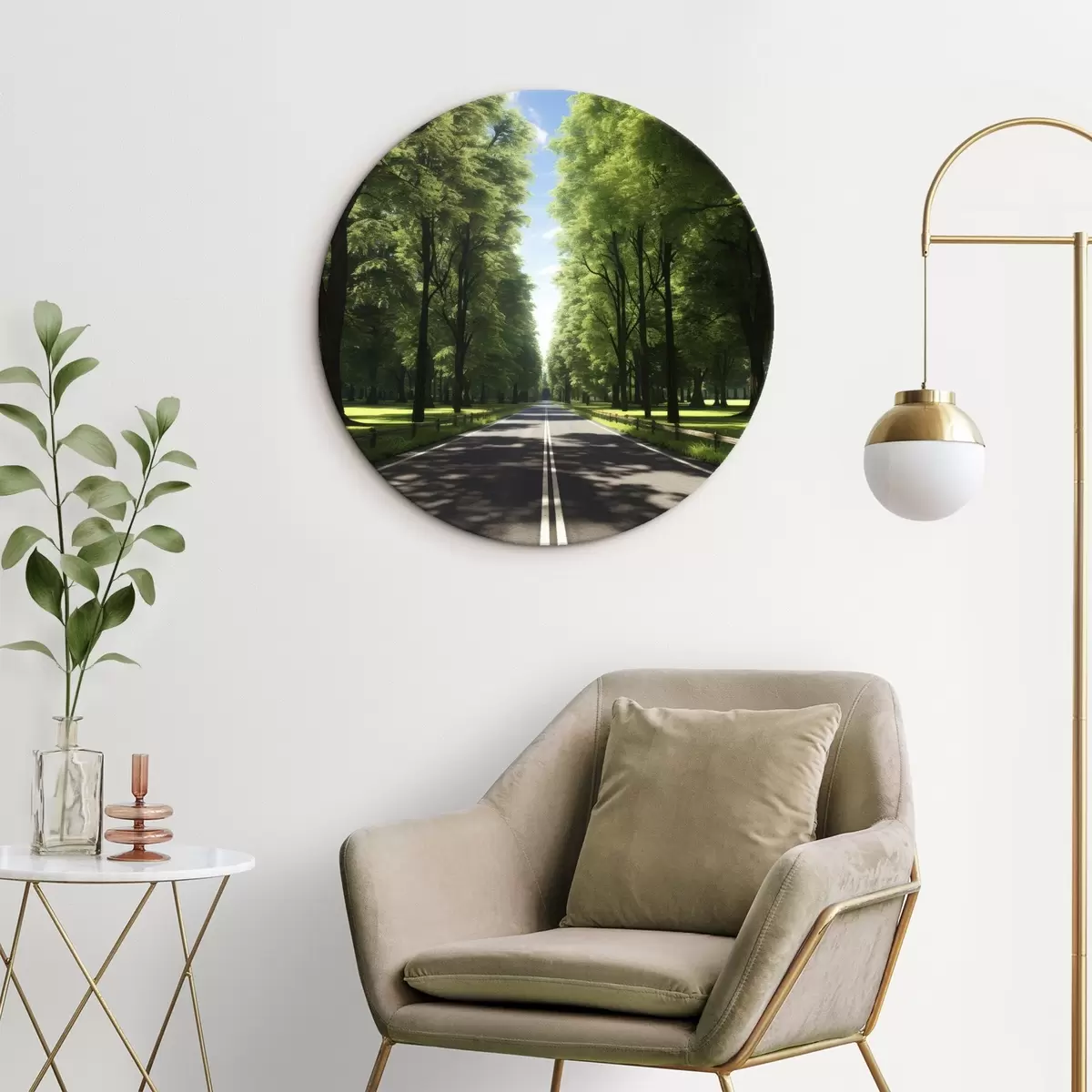 Kerek festmények Miniatűr tájkép vízeséssel egy üveggömbben r45505
