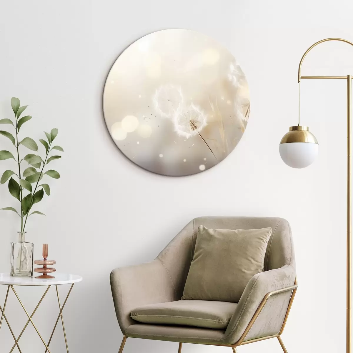 Kerek festmények Finom pitypangok fényes fényben r45519