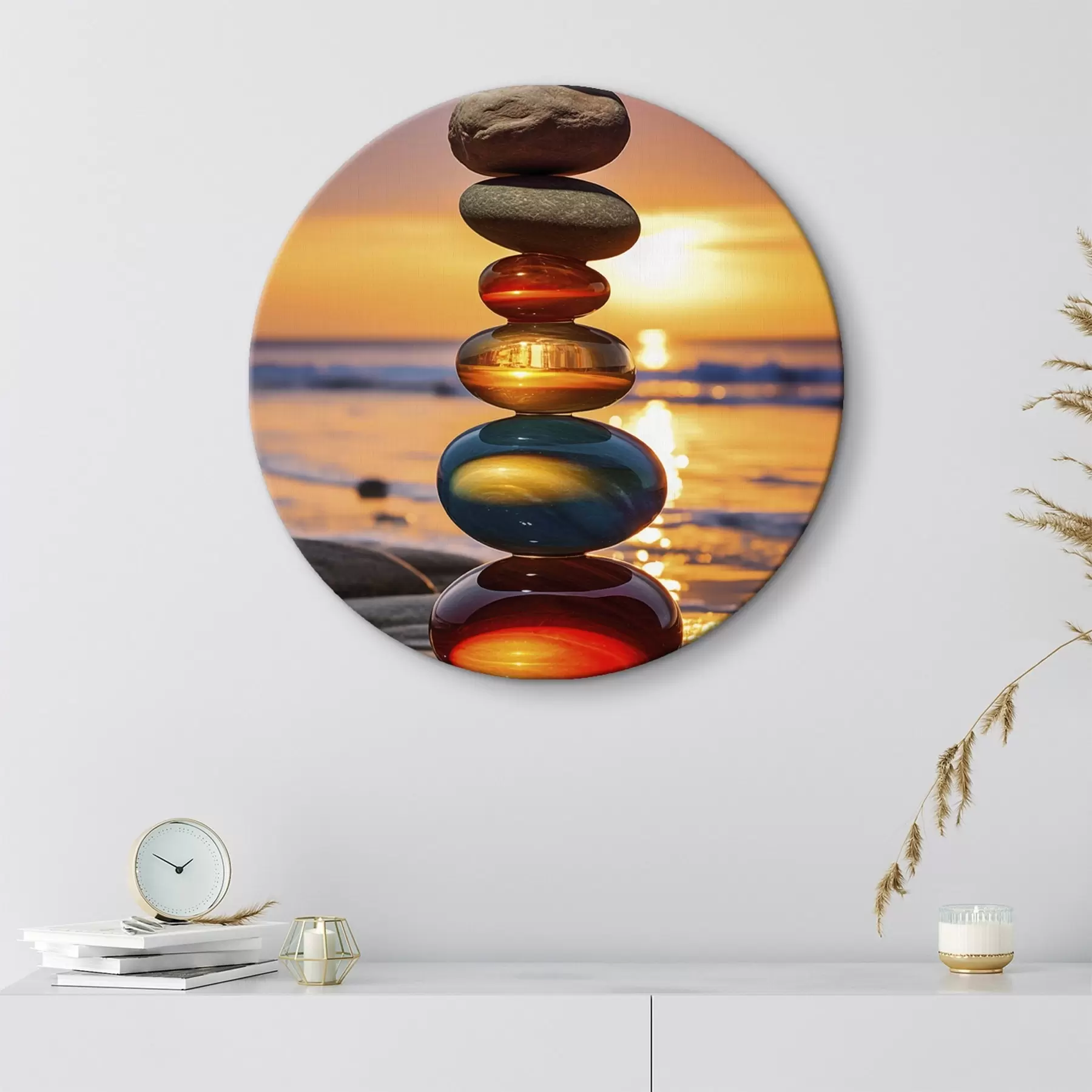 fotótapéta Halmozott kövek a naplemente hátterében r45520