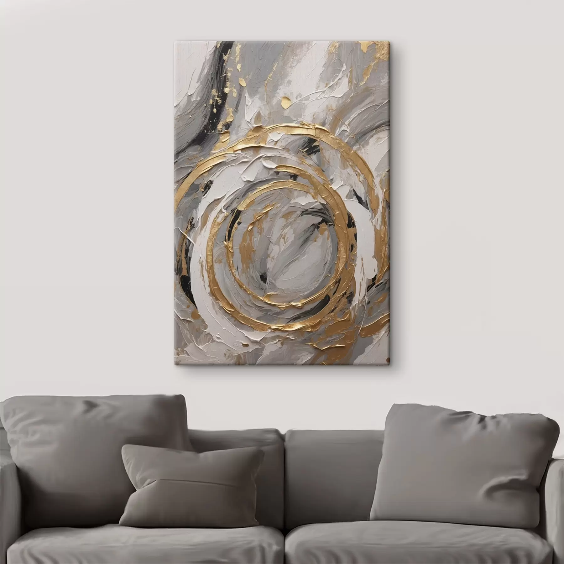 fotótapéta Absztrakt koncentrikus körök a szürke és a fehér árnyalataiban s45487