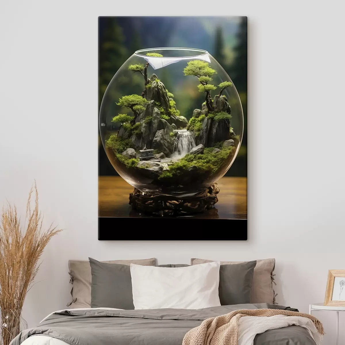 fotótapéta Miniatűr tájkép vízeséssel üveggömbben s45502