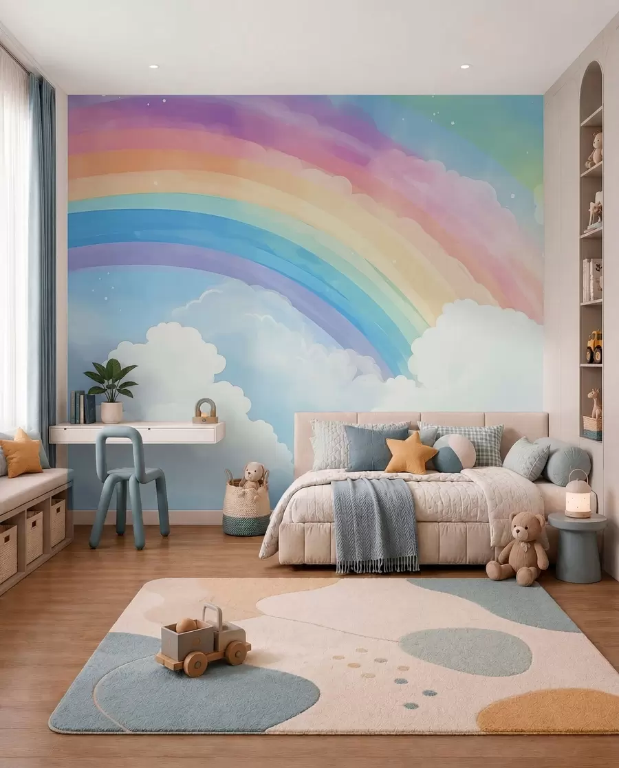 fotószőnyeg Szivárvány a felhők felett w04487