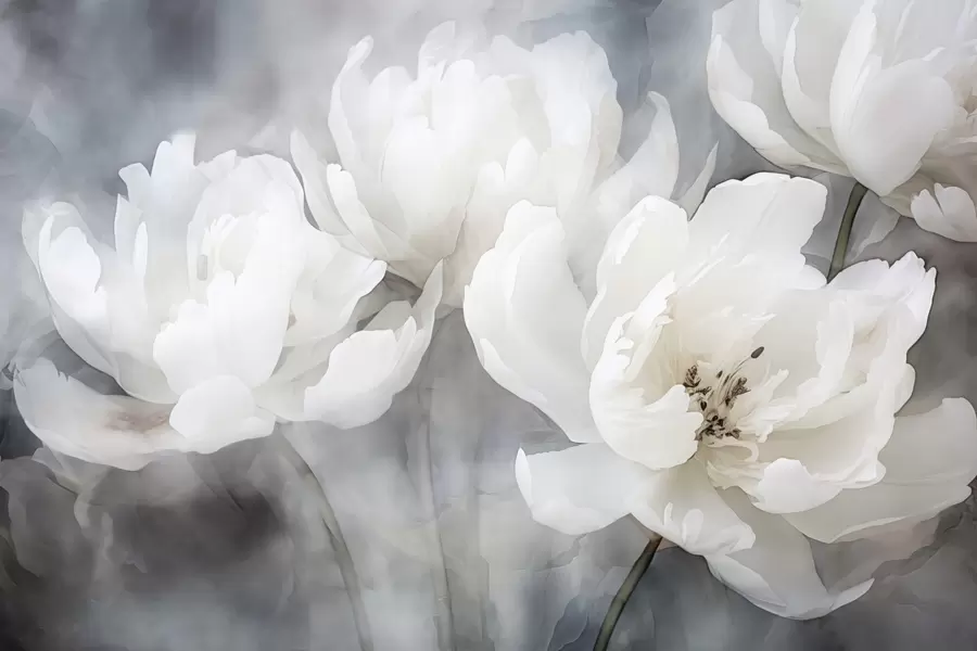 fotószőnyeg Fehér virágok ködös, finom háttérben w04441