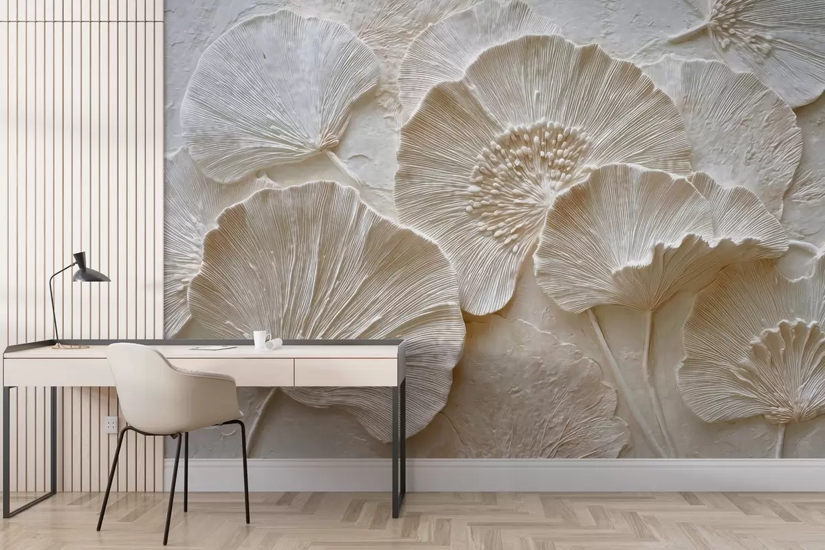 fotószőnyeg Volumenes ginkgo levelek könnyű dombornyomott stílusban w04444