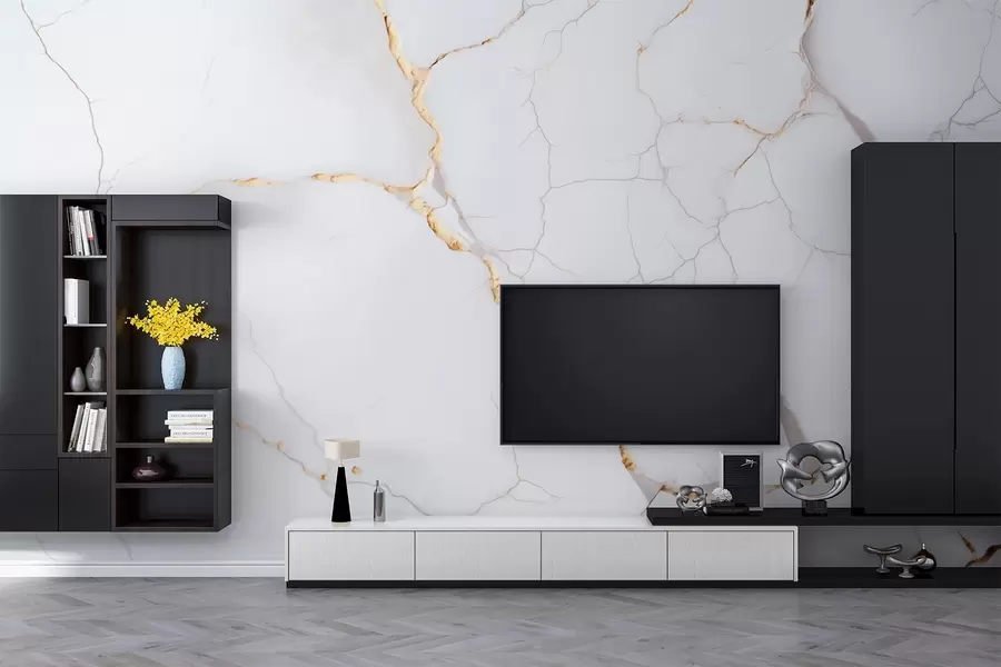 fotószőnyeg Márvány utánzat finom repedésekkel és sárga erezettel w09390