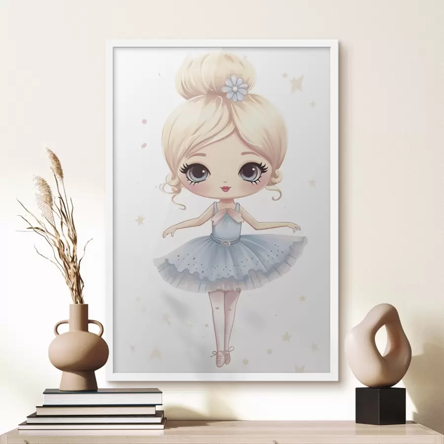 fotószőnyeg Balerina baba kék ruhában, masnival f45481