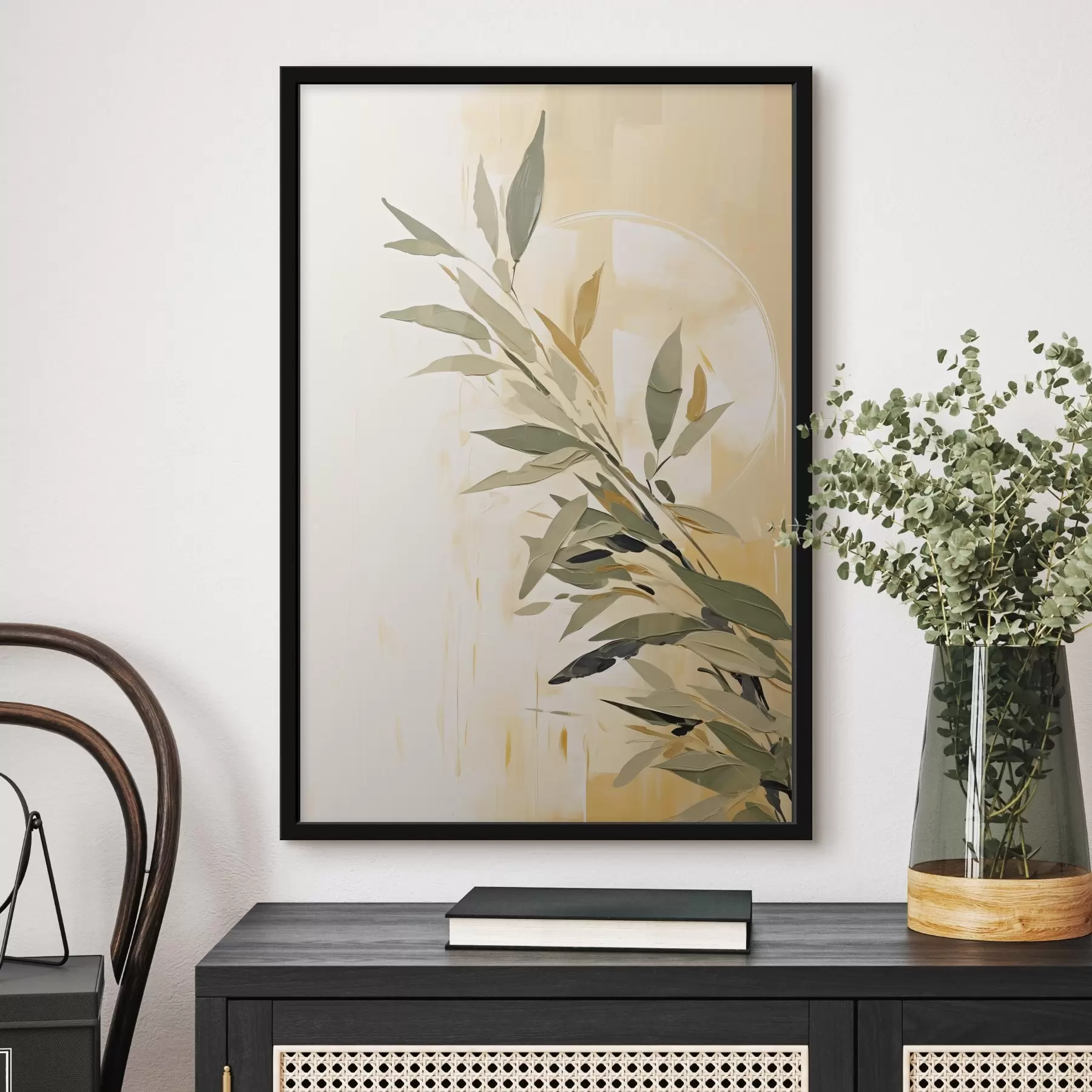 fotószőnyeg Botanikai ág zöld levelekkel meleg háttéren f45690