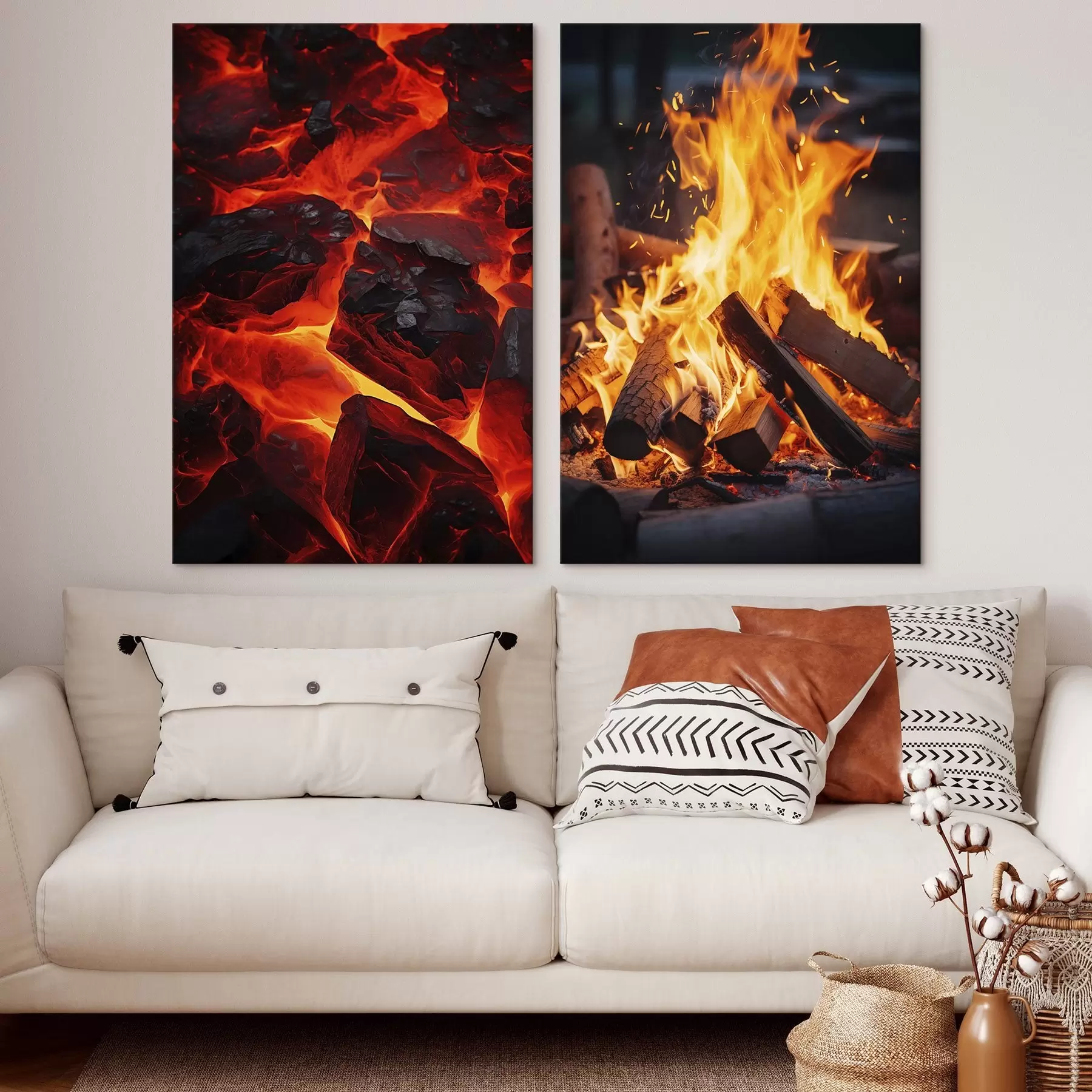 fotótapéta Égő parázs és lángoló tűz a sötétben m00696