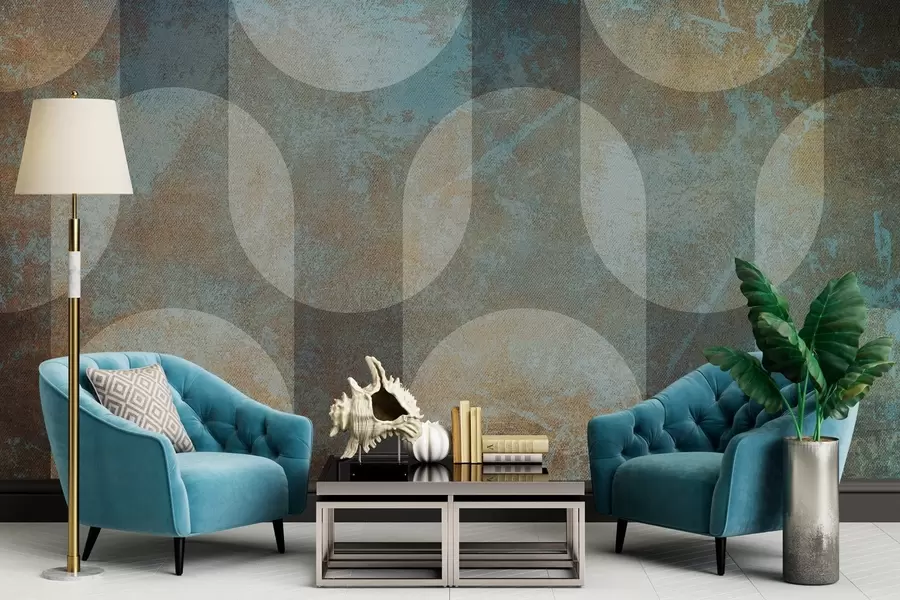 fotószőnyeg Absztrakt geometria retro-modern stílusban w04495