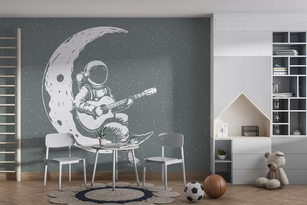 fotószőnyeg Kozmonauta, Hold, gitár w04514v1