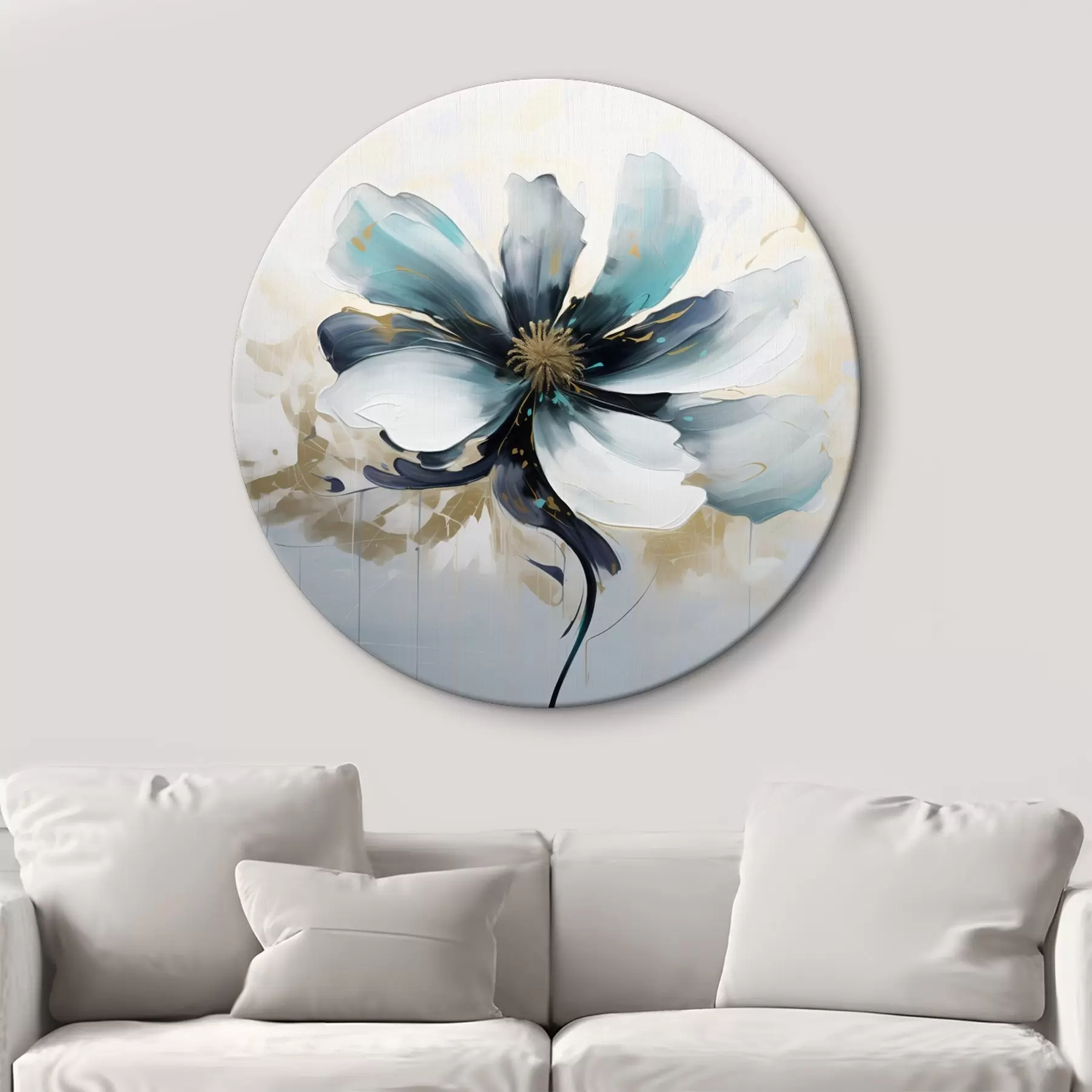 fotótapéta Türkiz virág olajfestmény stílusban r45641