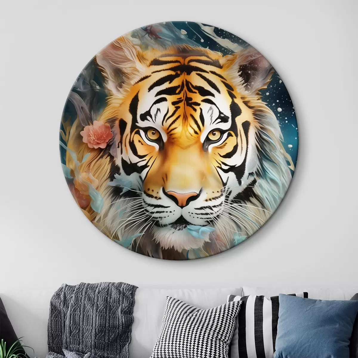 Kerek festmények Tigris portré fantasy stílusban r45645