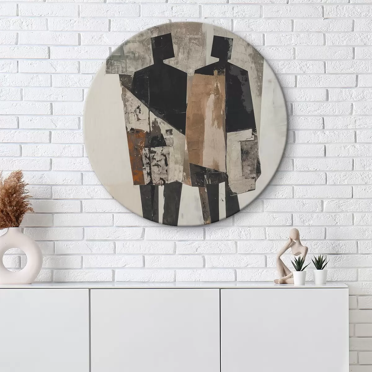 Kerek festmények Modern absztrakció sziluettekkel r45755