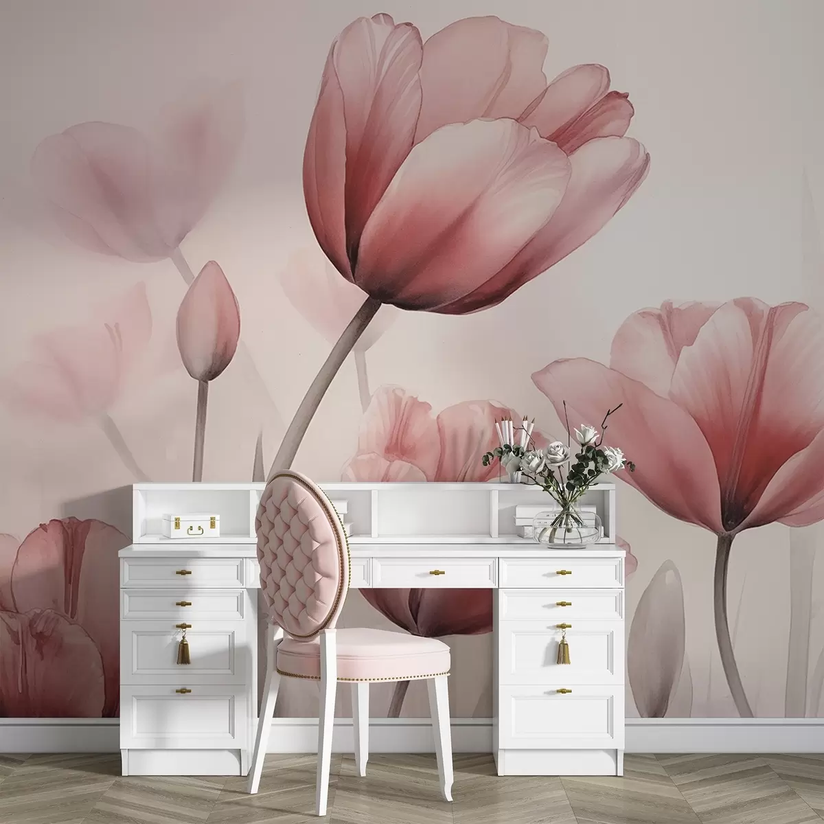 fotószőnyeg Égett hatású és textúrájú tulipánok w04519