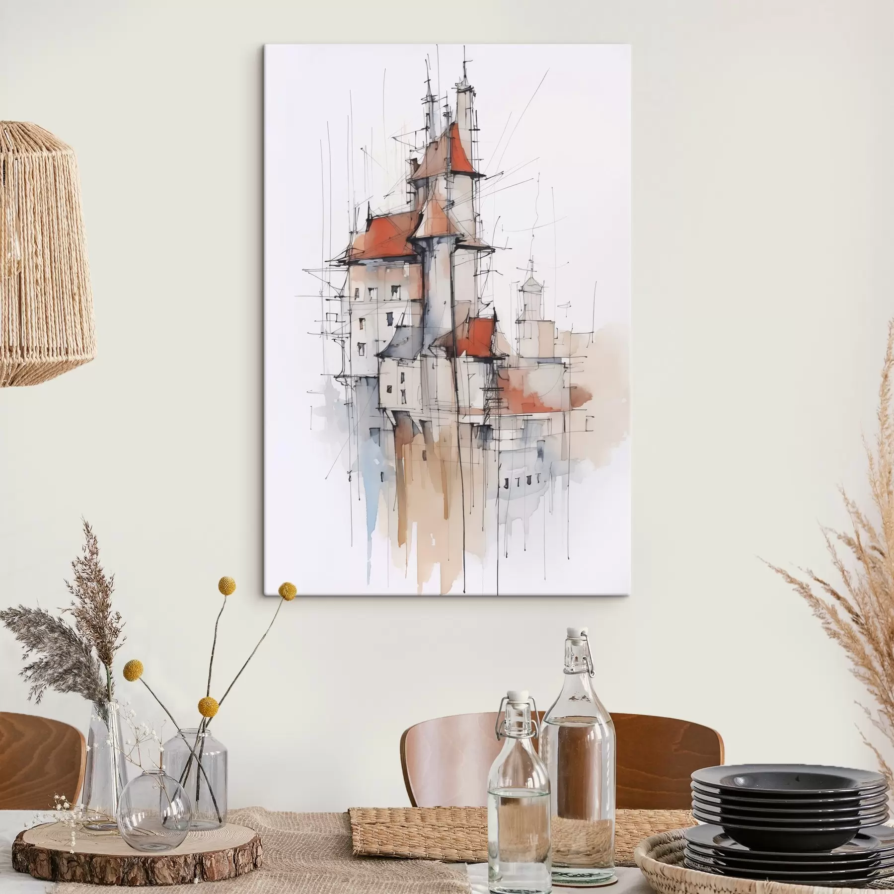 fotótapéta Házak utánzata vázlat és akvarell s45764