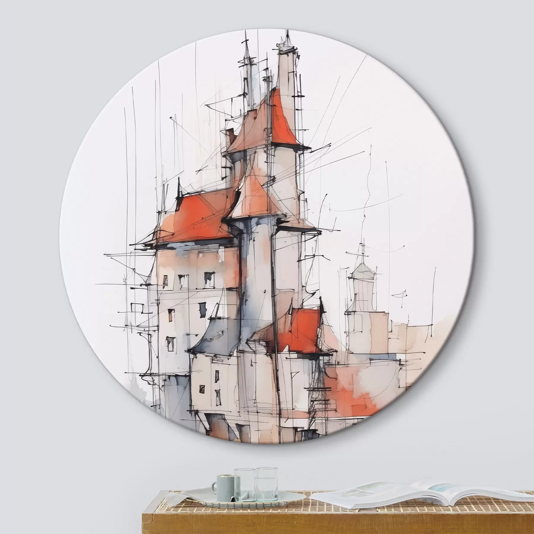 fotótapéta Házak utánzata vázlat és akvarell r45764