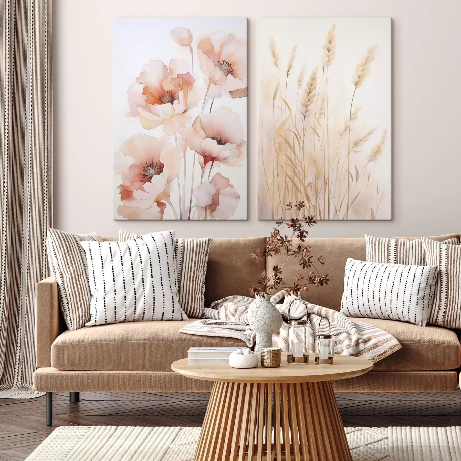 fotótapéta Pipacsok és kalászok imitációja akvarellel m00723