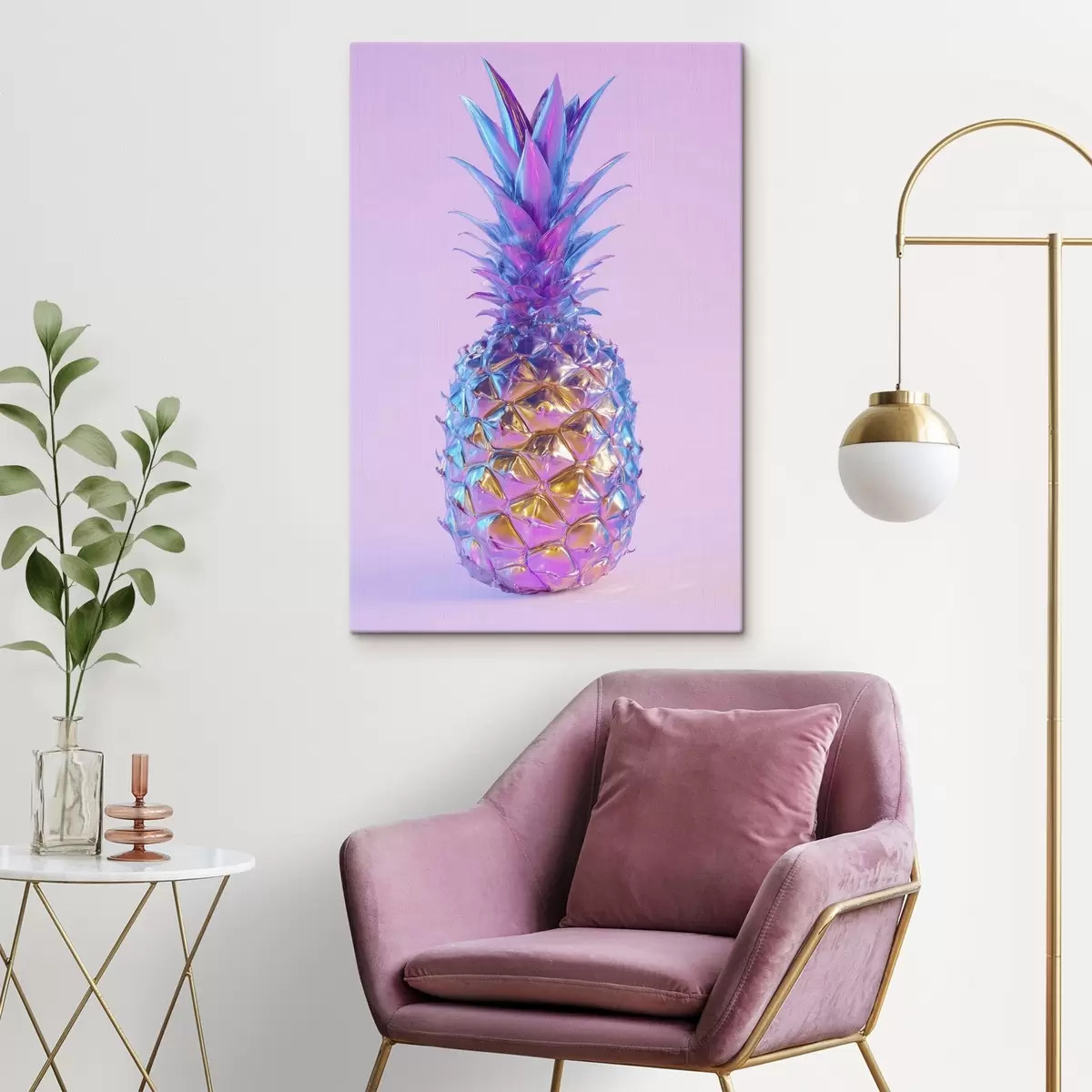 fotótapéta fényes, csillogó ananász pop art stílusban s45727