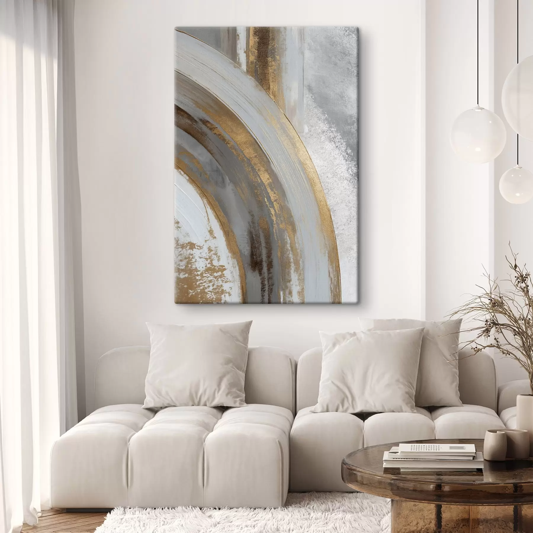 fotótapéta Absztrakt szürke és sárga félkörök s45809