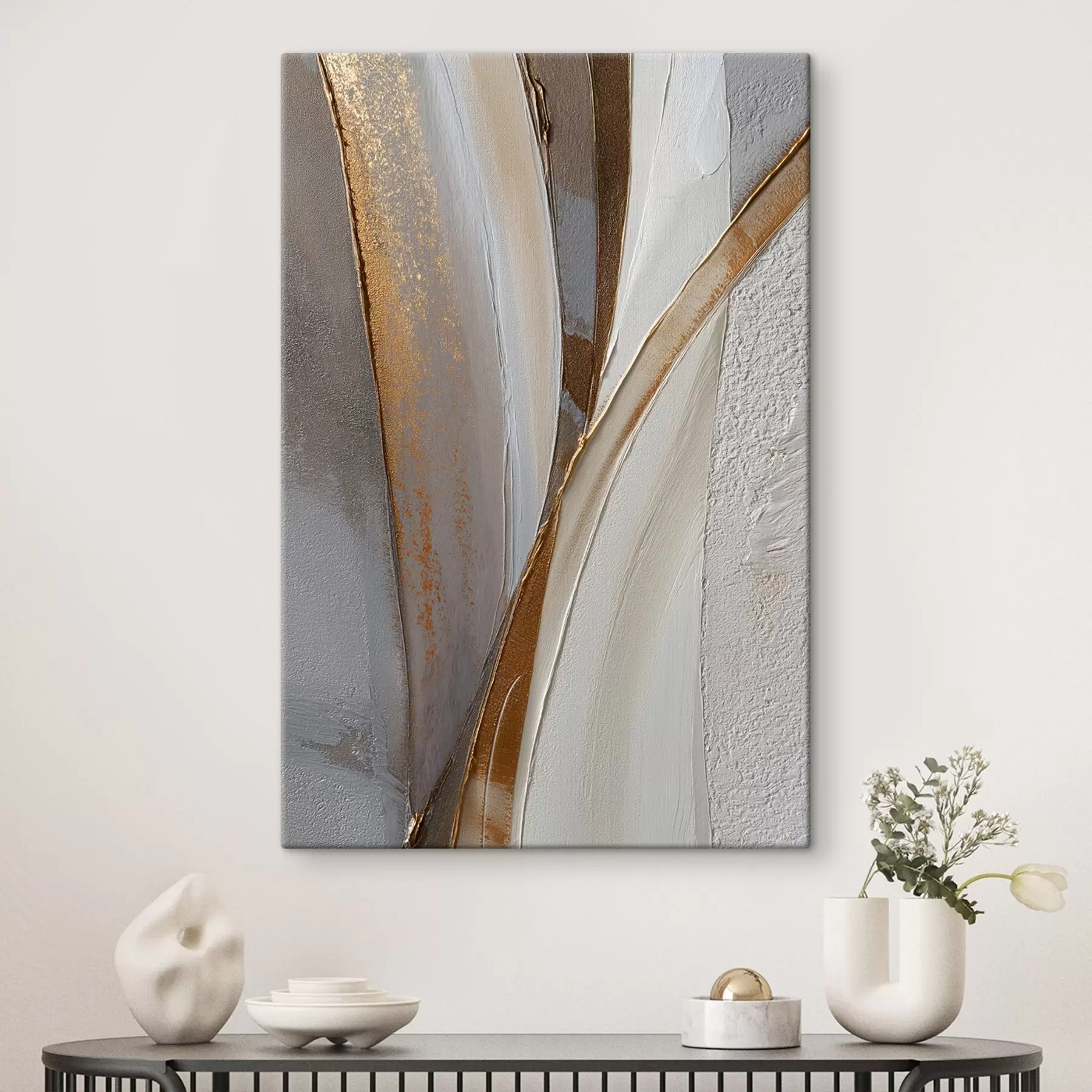 fotótapéta Texturált absztrakt vonalak sárga és narancssárga csillogásokkal s45810