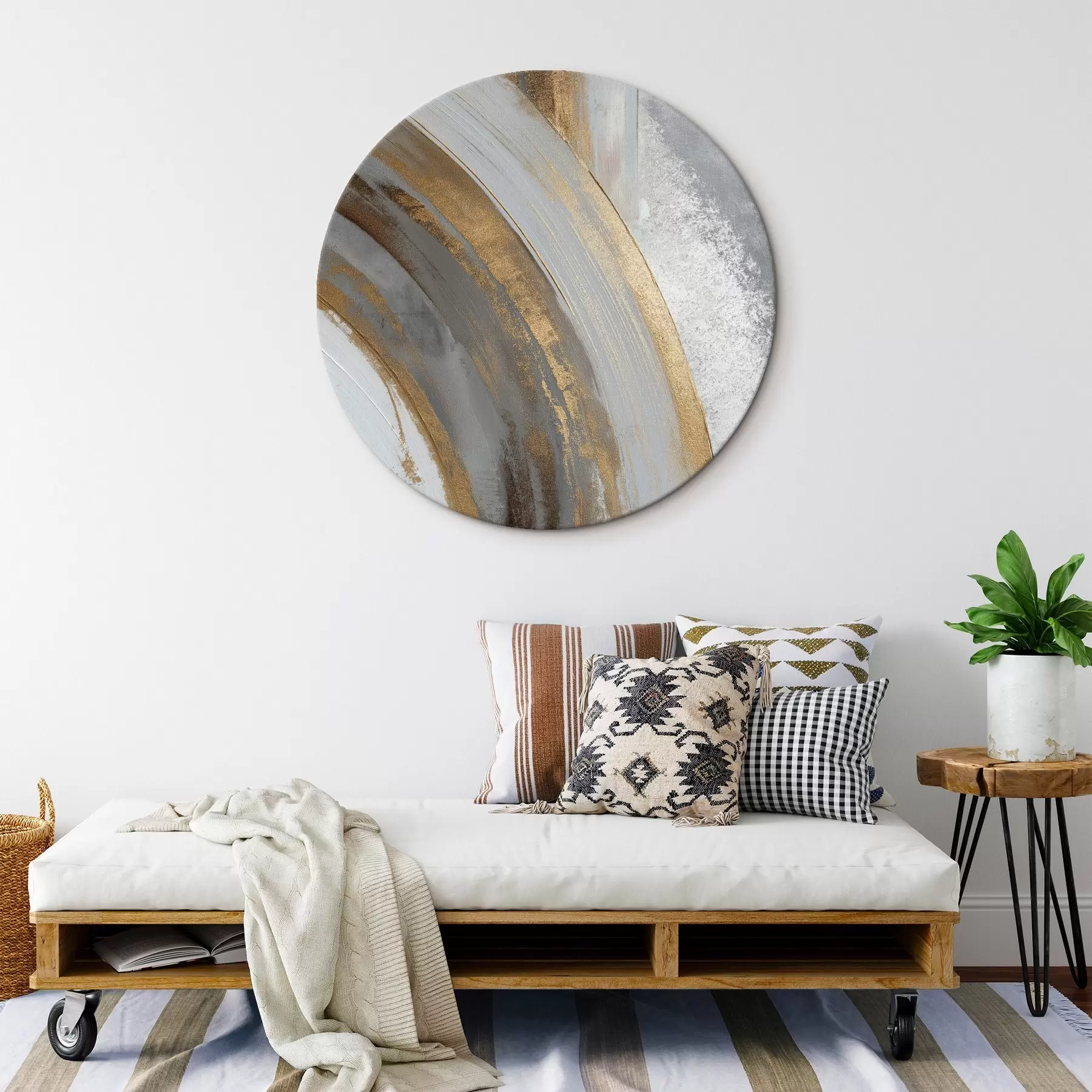 fotótapéta Absztrakt szürke és sárga félkörök r45809