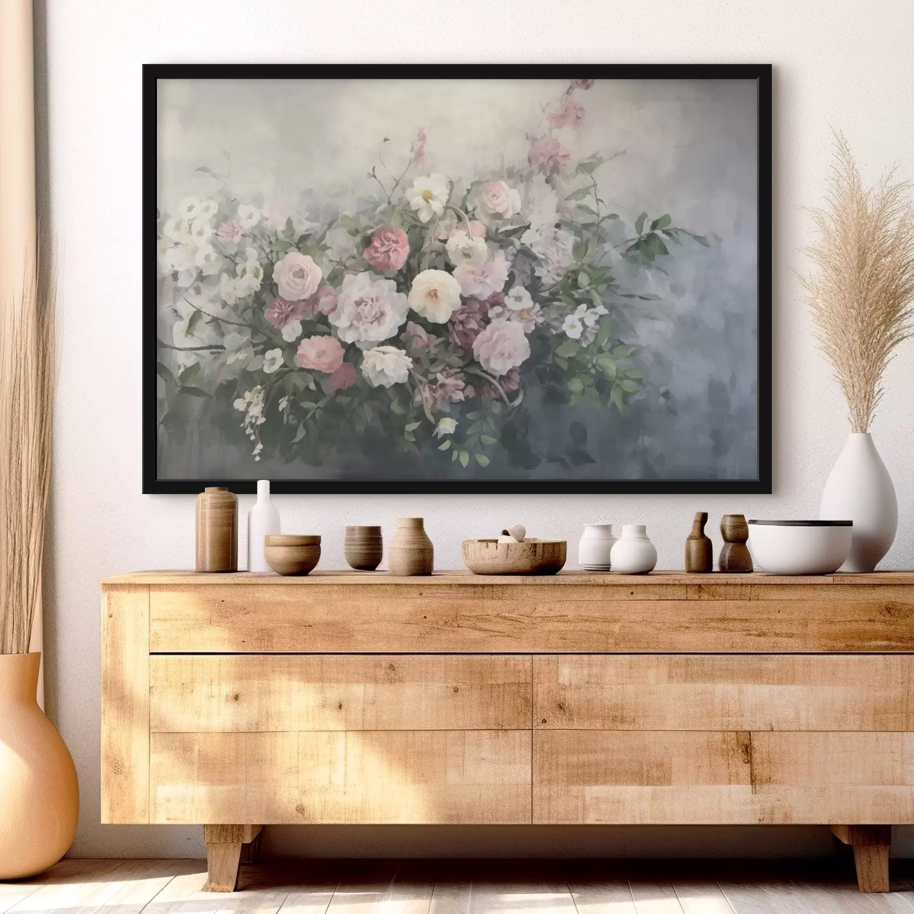 fotószőnyeg Romantikus csokor rózsaszín és fehér virágokból f45817