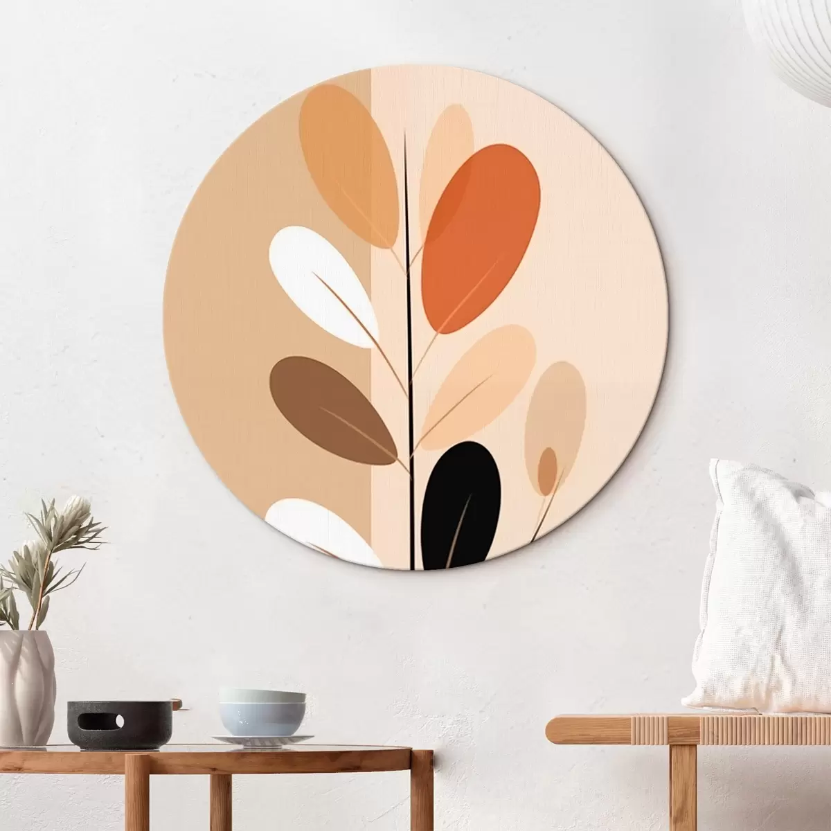 Kerek festmények Minimalista ág levelekkel r45834