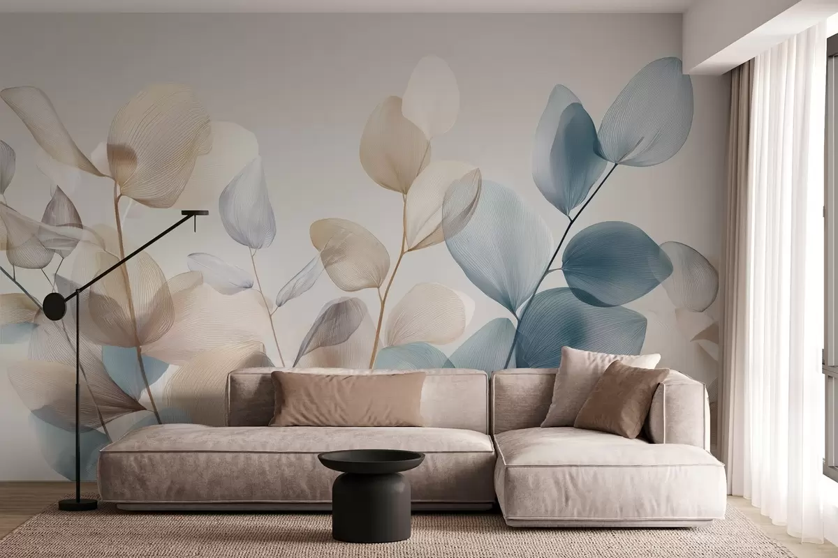 fotószőnyeg elegáns eukaliptuszlevelek erekkel w04503