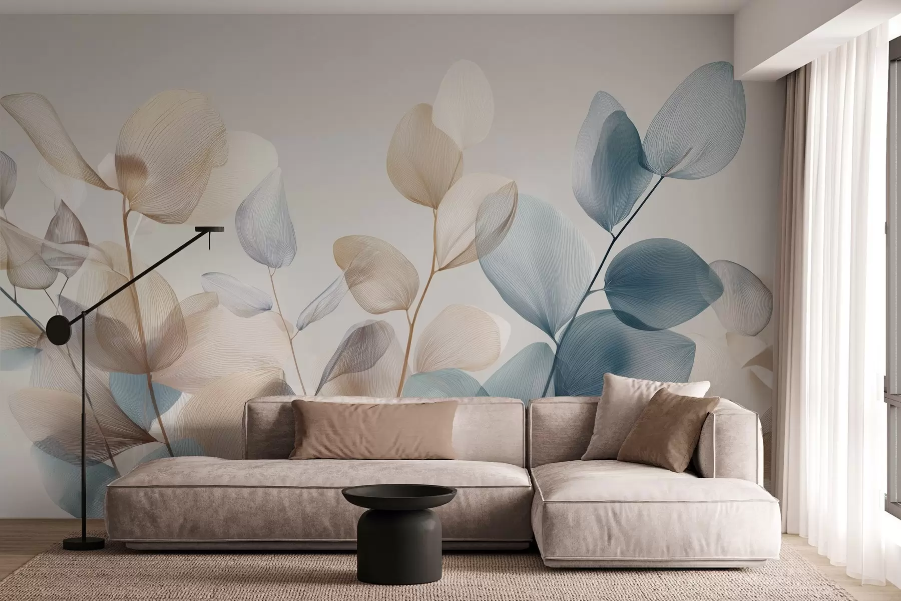 fotószőnyeg elegáns eukaliptuszlevelek erekkel w04503