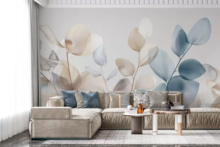 fotószőnyeg elegáns eukaliptuszlevelek erekkel w04503