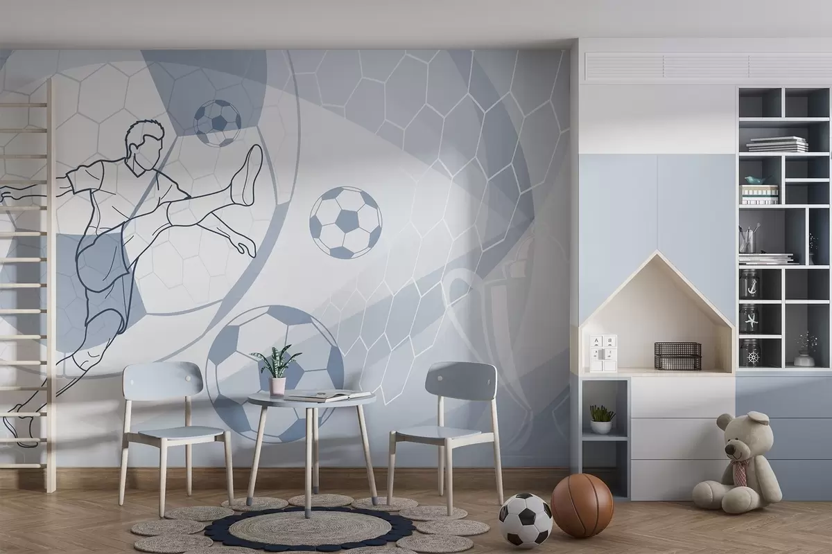 fotószőnyeg Futballista és labdák w04601