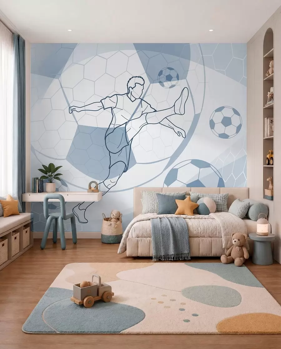 fotószőnyeg Futball kék vonalakkal w04601