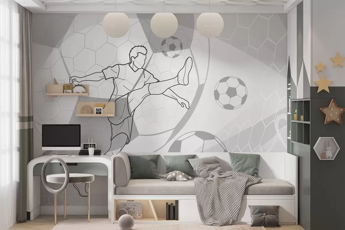 fotószőnyeg Futballista és labdák w04601v1
