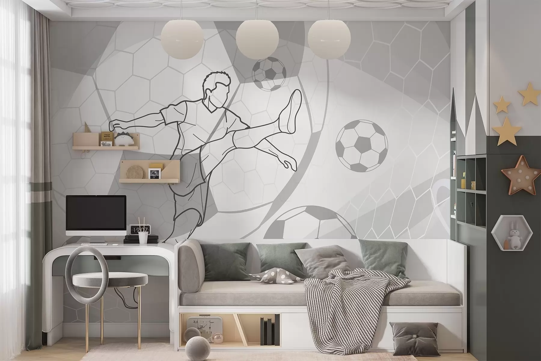 fotószőnyeg Futballista és labdák w04601v1